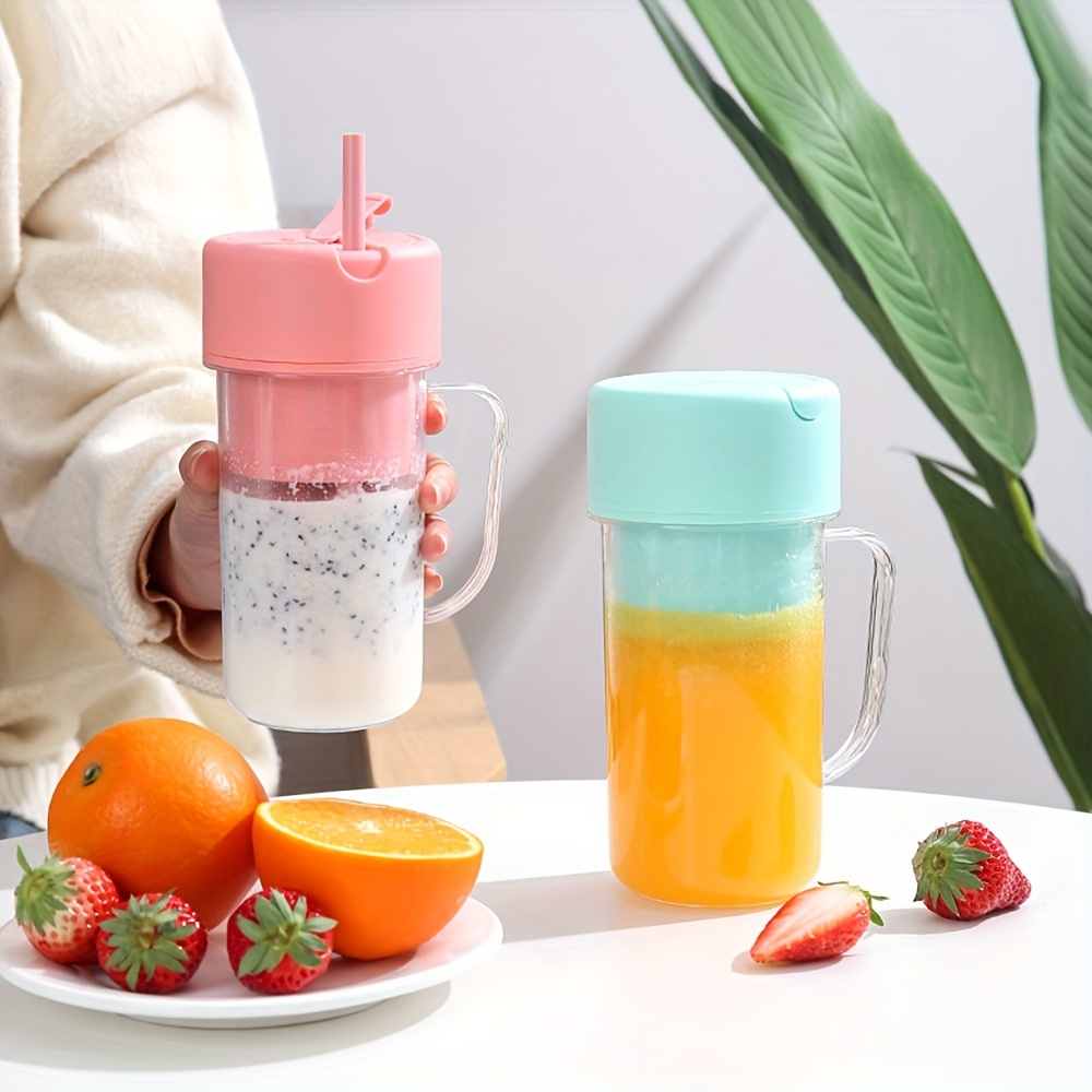 Copo Caneca Liquidificador Mini Juicer 420ml com 6 laminas com tampa e canudo Recarregavel Portatil