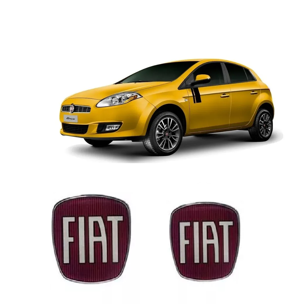 Par Aplique Fiat Vermelho Emblema Grade Mala Punto 2013/2017