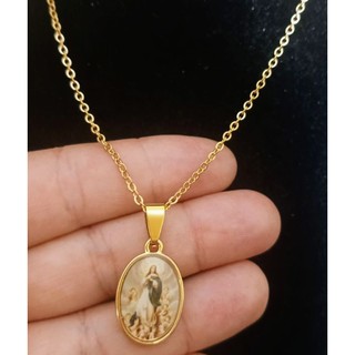 Corrente em Aço Inox com Pingente Medalha Nossa Senhora da Conceição
