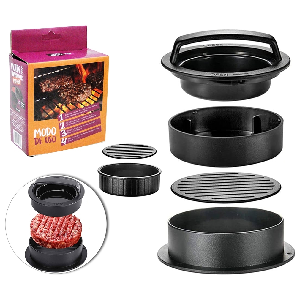 Conjunto 12X6CM Molde Prensa Carne De Hambúrguer De Pressão Adequado Churrascos, Noites De...