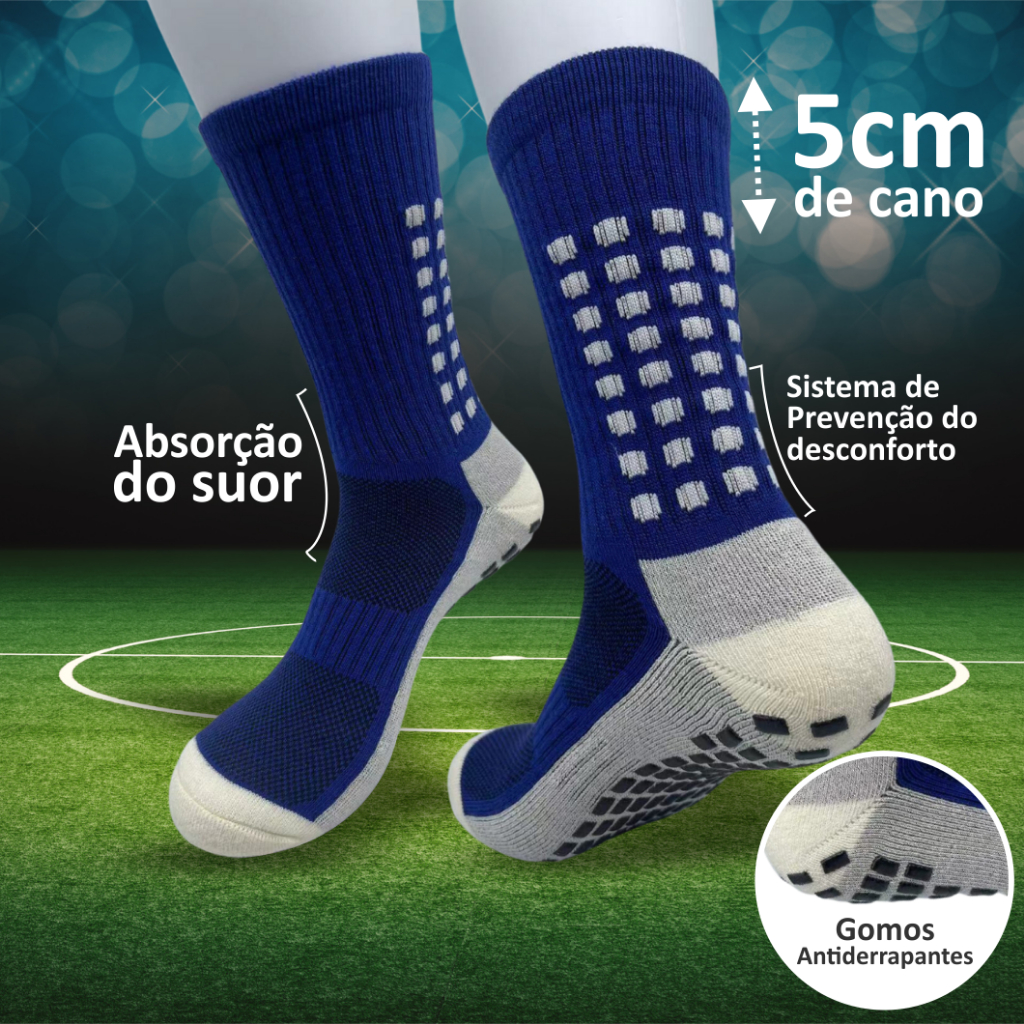 Meias esportiva de futebol e outros esportes antiderrapantes resistentes ao desgaste de alta qualidade Unissex Cano 5 cm em Oferta na Shopee