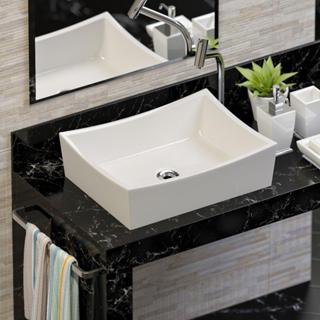 Cuba Sobrepor banheiro de cerâmica Napoli - Mármore sintético em Oferta na Shopee