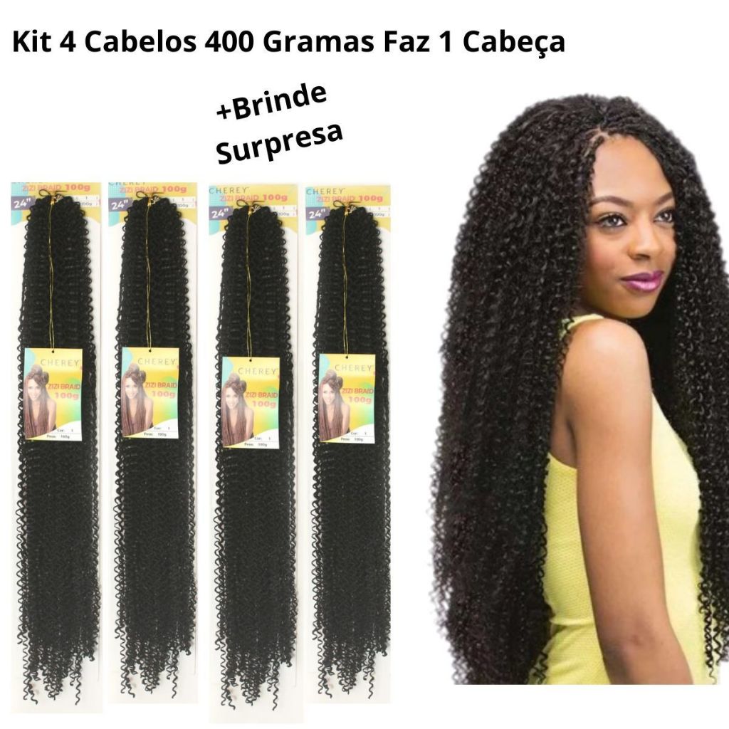KIT 4 CABELO MIOJINHO KANEKALON MICRO ZIZI TRANÇADO 60 Cm  (ENVIO NO MESMO DIA)