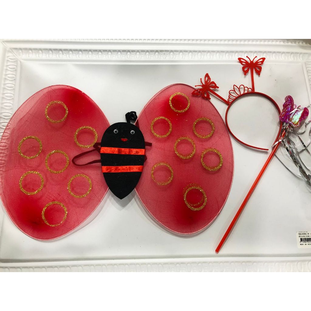 Kit Asa Joaninha - Kit Fantasia Joaninha (Asa , Varinha e Arco de Cabeça) - Joaninha - Ladybug - Fantasia - Carnaval - Festa