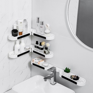 Saboneteira Porta Shampoo Com Adesivo Suporte Para Banheiro Sabonete Sabão Rack De Multiuso Prateleira Dobrável Com Autoadesivo Giratório Performação Do Sem Furos Rack