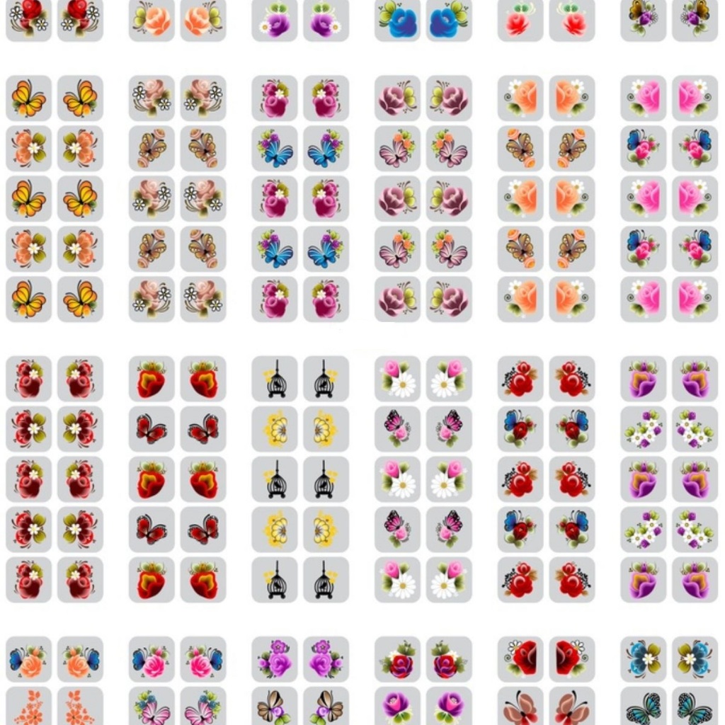 100 Adesivo de Unha 3D Pré Pronto Flor e Borboleta - Tem Que Finalizar com BASE