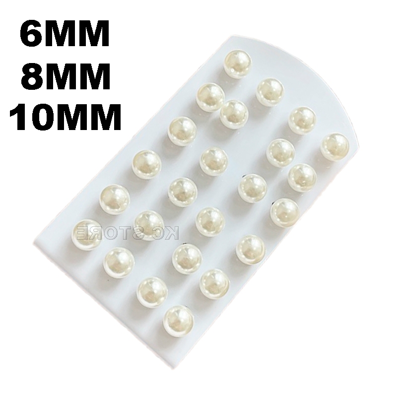 Cartela De Brincos de Pérola Kit 12 pares de Brinco branco perola Pérola branco 6mm 8mm 10mm em Oferta na Shopee