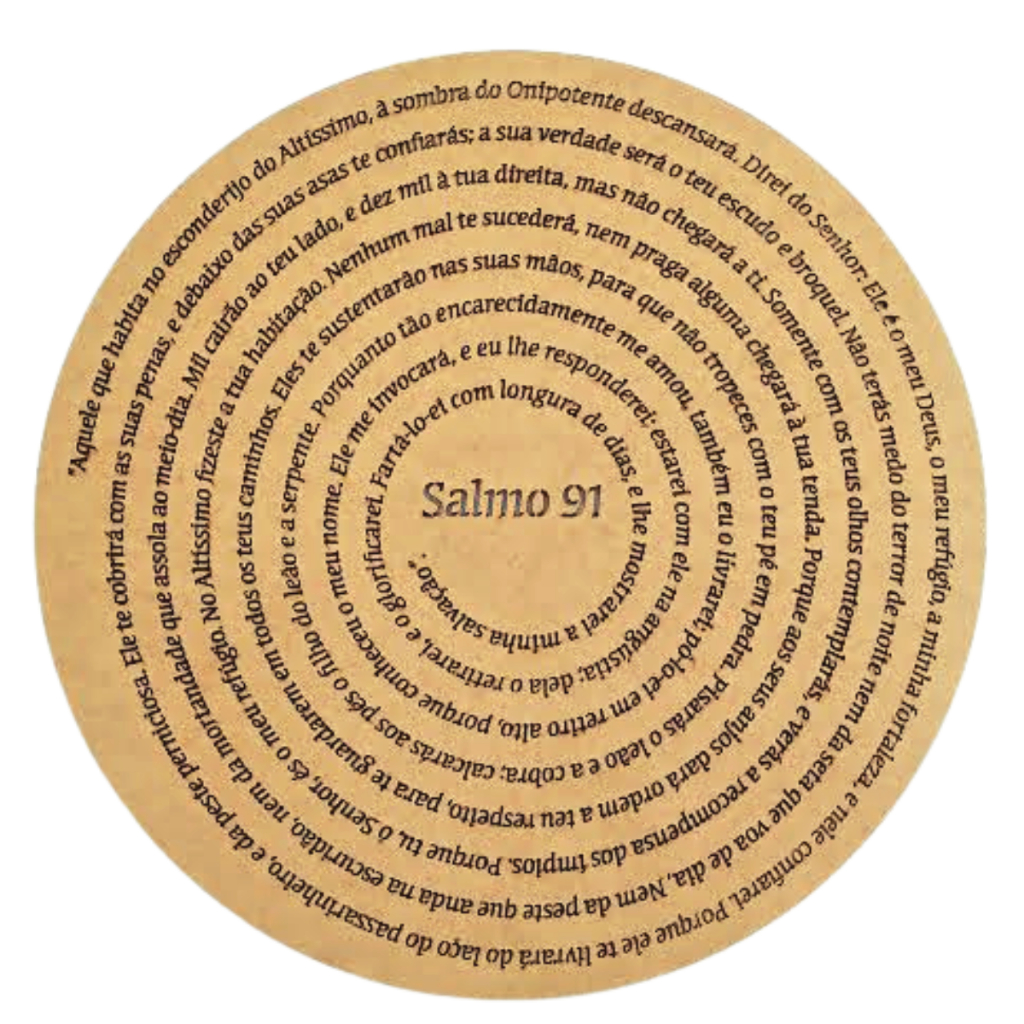 Mandala Quadro Decoração Salmo 91 Mdf Cru 60x60 Cm 3mm