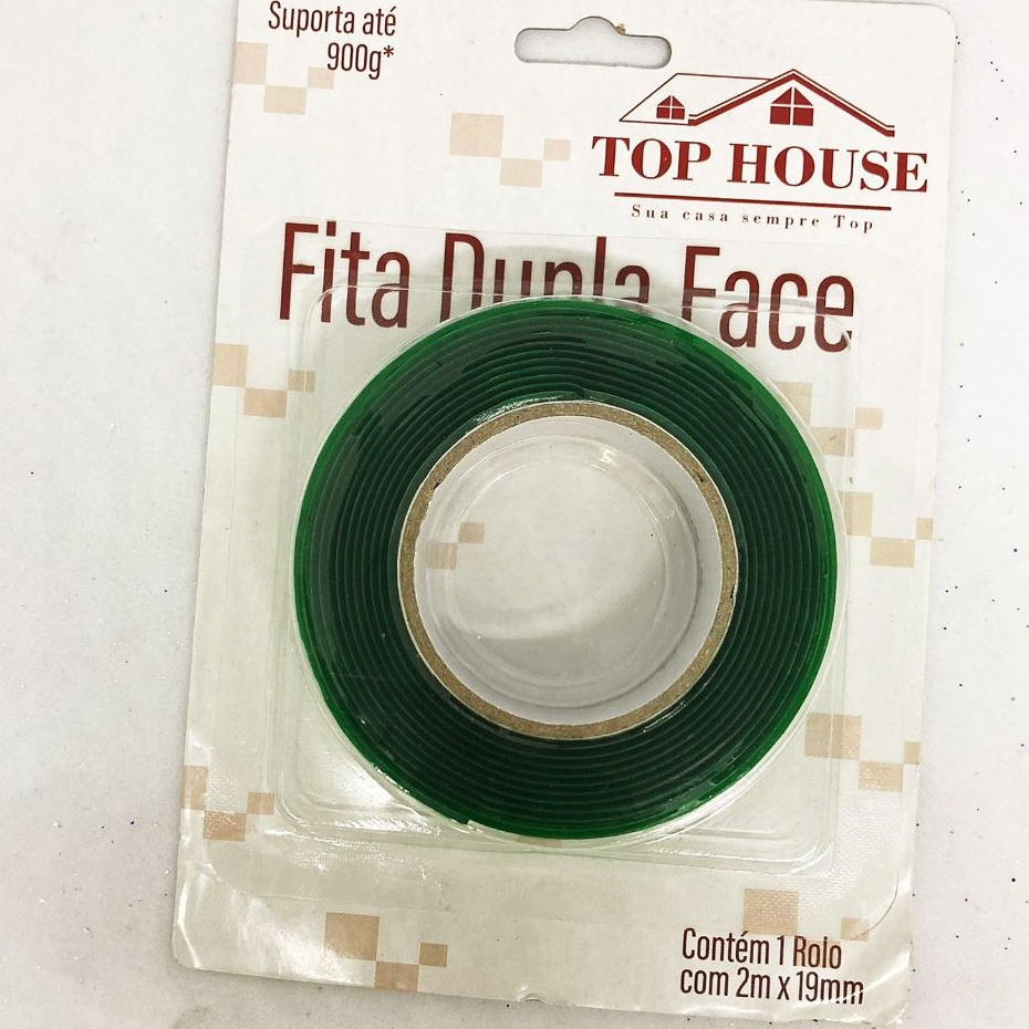 Fita Dupla Face verde Transparente Resistente 1.9CM X 2M