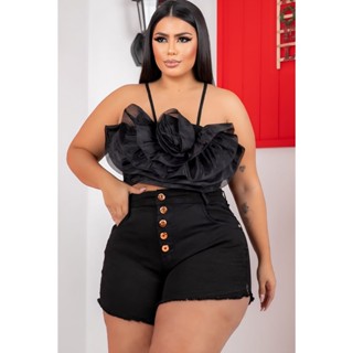 Short jeans Plus Size C/ Laycra Barra Desfiada