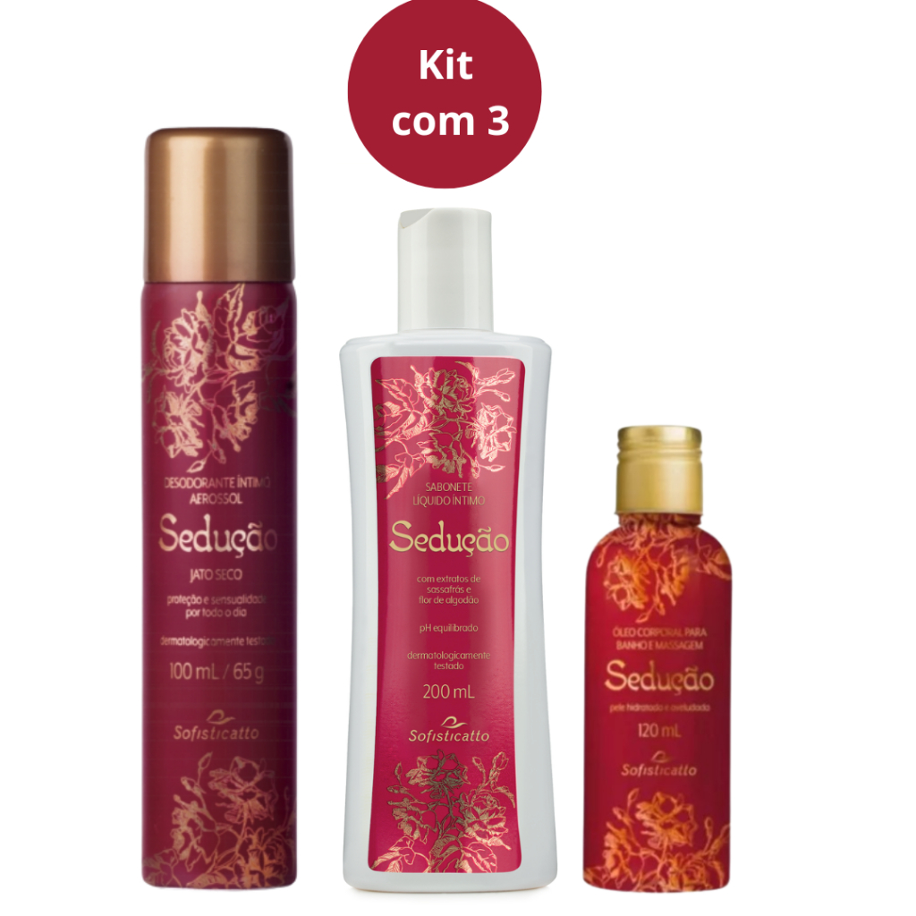 Kit Desodorante Íntimo + Sabonete íntimo + Óleo Corporal Sedução Sofisticatto