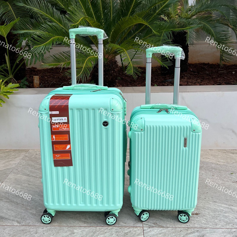 mala de viagem DUPLA ZÍPER EXPASIVEL Kit 2 Malas de BORDO+DESPACHO Abs Giro 360 Com Cadeado