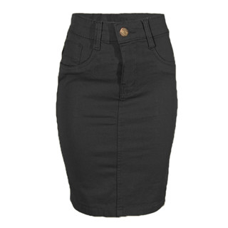 Saia Jeans Moda Evangélica Tradicional Preta