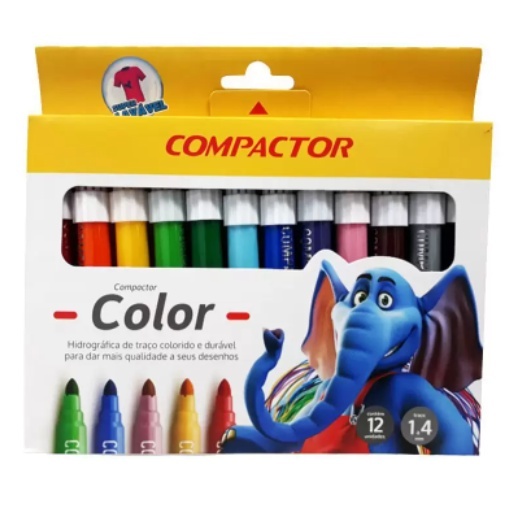 Canetinha Hidrografica Compactor Color Jumbo 1-4 Mm 6 Cores / 12 Cores em Oferta na Shopee