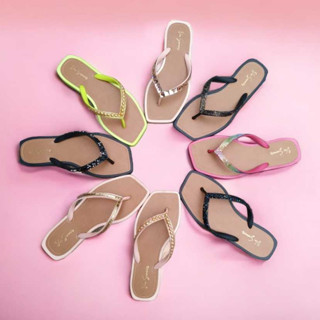 Sandália Rasteira Feminina Quadrado Chinelo Square Via Summer Pedrarias Promoção