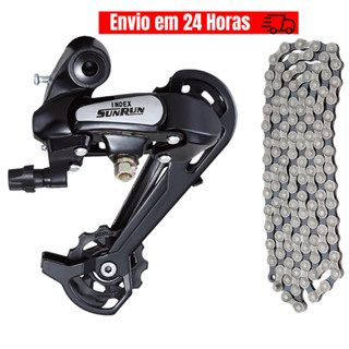 Câmbio Traseiro Sunrun 7v Bike 21 Marchas Index Mega Compatível C/Shimano Corrente Bicicleta Indexada 21v