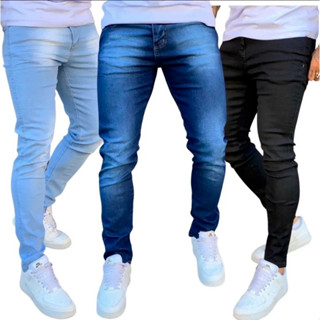 Kit 2 calças jeans lycra sarja premium