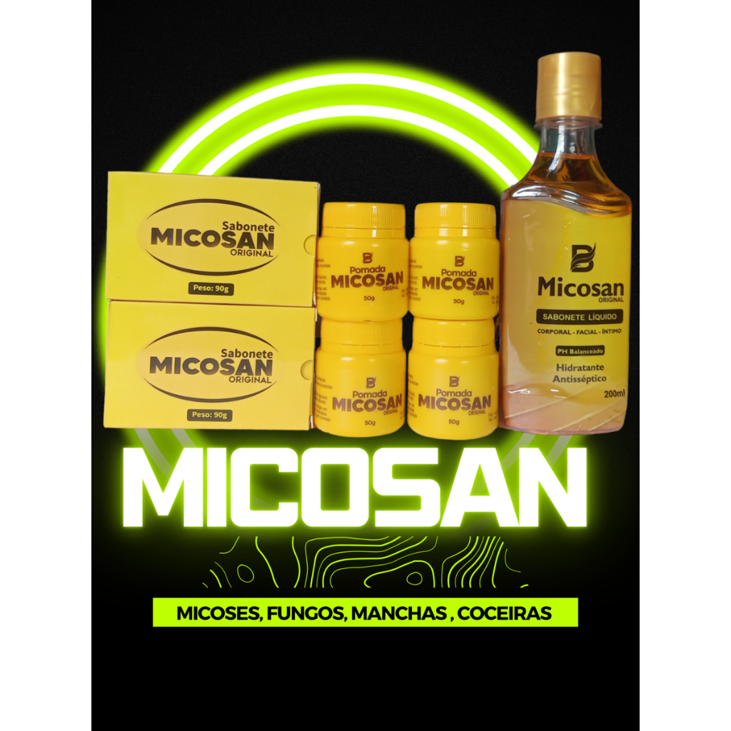 Kit Micosan Pomada Clareador de Manchas - 4 Pomadas + 2 Sabonete Barra + 1 Sabonete Líquido Cravo e Micose Axilas e Virilhas na Unhas Funfos