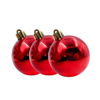 Kit com 09 Bolas De Natal Enfeite Árvore 6cm - Vermelho