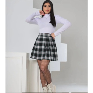Saia Xadrez Colegial Moda Feminina Elegante Para todos os Estilos