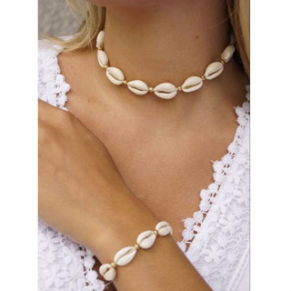 Kit Choker de Búzios Concha Praia Com Pulseira/Tornozeleira
