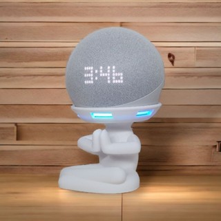 Suporte Alexa Echo Dot 4 e Echo Dot 5. Tema Robert Plant Violão, Gato, cachorro, família entre outros - Presente, decoração criativa, música, som, stand de mesa Amazon