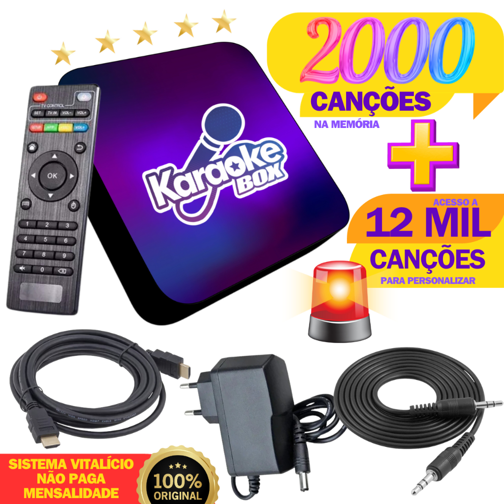 Karaoke Box Com Pontuação Videoke + 2000 Canções + 12Mil Músicas P/ Personalizar + 2 Mic em Oferta na Shopee
