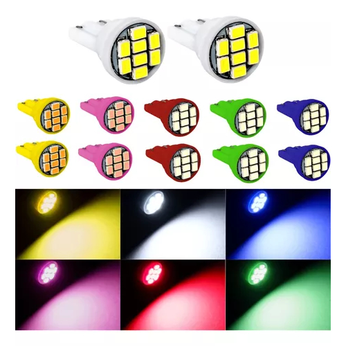 5 x Lâmpada Led Automotiva Pingo T10 8 Leds Placa Mala Teto Farolete Lanterna