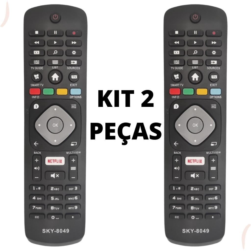 KIT 2 CONTROLE REMOTO COMPATÍVEL TV Philips Smart  Lcd Led Tecla Netflix em Oferta na Shopee