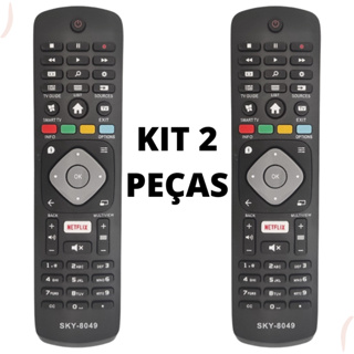 KIT 2 CONTROLE REMOTO COMPATÍVEL TV Philips Smart  Lcd Led Tecla Netflix em Oferta na Shopee