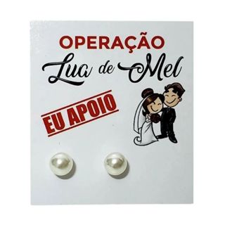 50 Pares De Brincos Pérola Com Tag Operação Lua De Mel Eu Apoio Lembrança Casamento