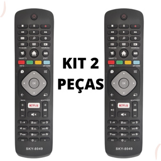 KIT 2 CONTROLE REMOTO PARA TV Philips Lcd Led Smart Tecla Netflix em Oferta na Shopee