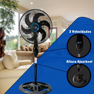 Ventilador De Coluna Preto 40cm Turbo 6 Pás ventilador de pé 110v/220v