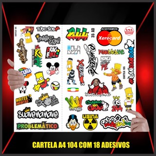 Adesivo moto, bike, capacete, note, carro cartela 105  35 adesivos