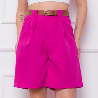 Bermuda short com cinto feminino alfaiataria