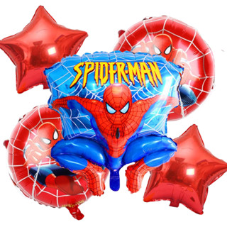 Kit 5 Balão Homem Aranha Especial + Balão Redondo+ Estrela Metalizados