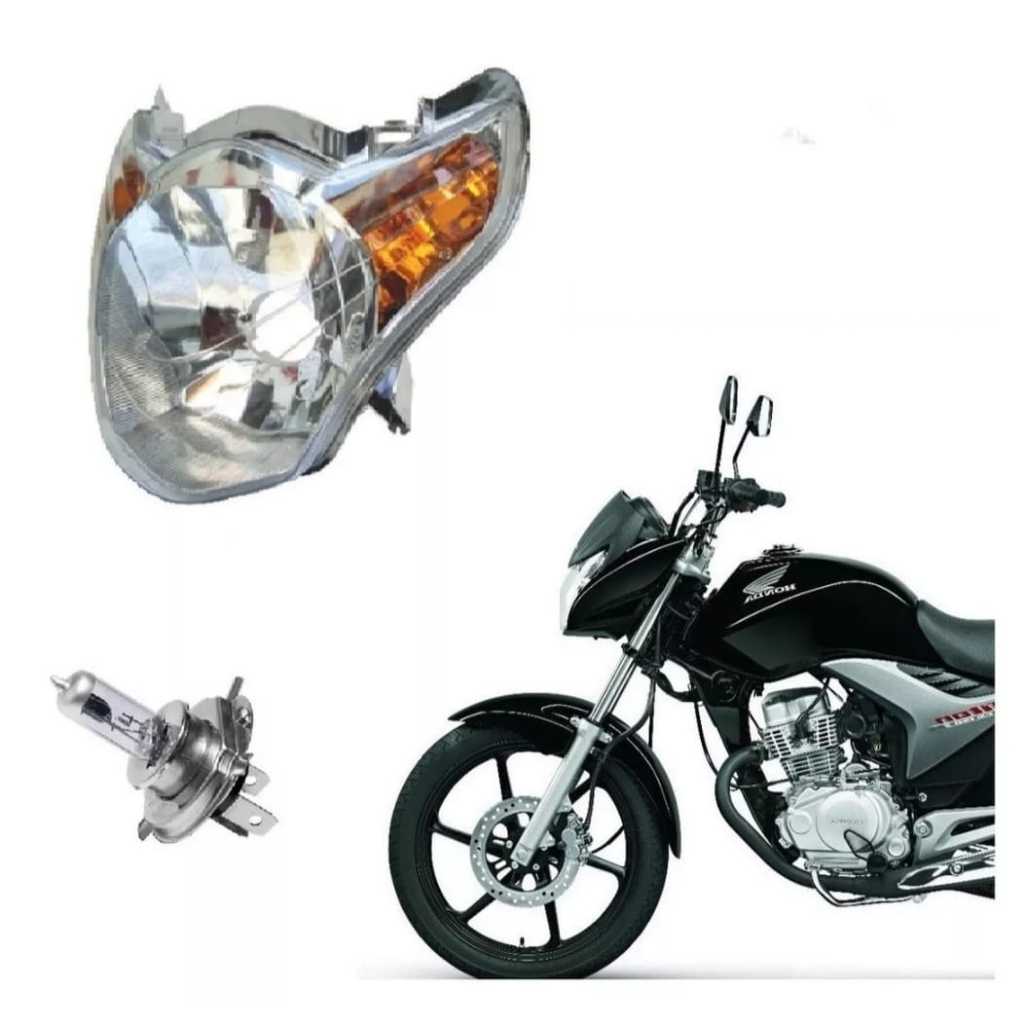 Bloco Óptico com pisca Ambar Farol com Lâmpada H4 Cg Titan 150 Mix 2009 2010