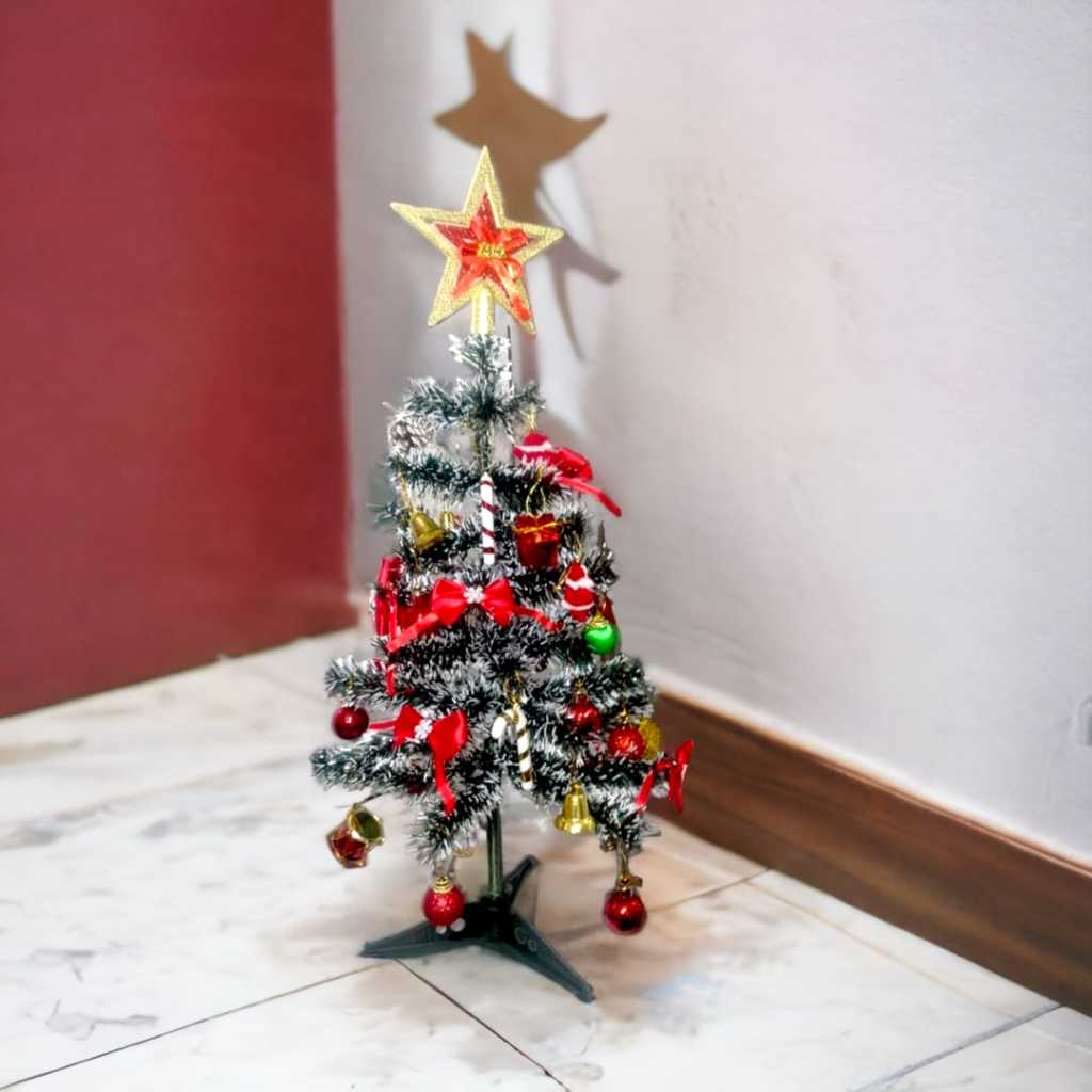 KIT Árvore De Natal Decorada 60cm Completa + 38 Enfeites