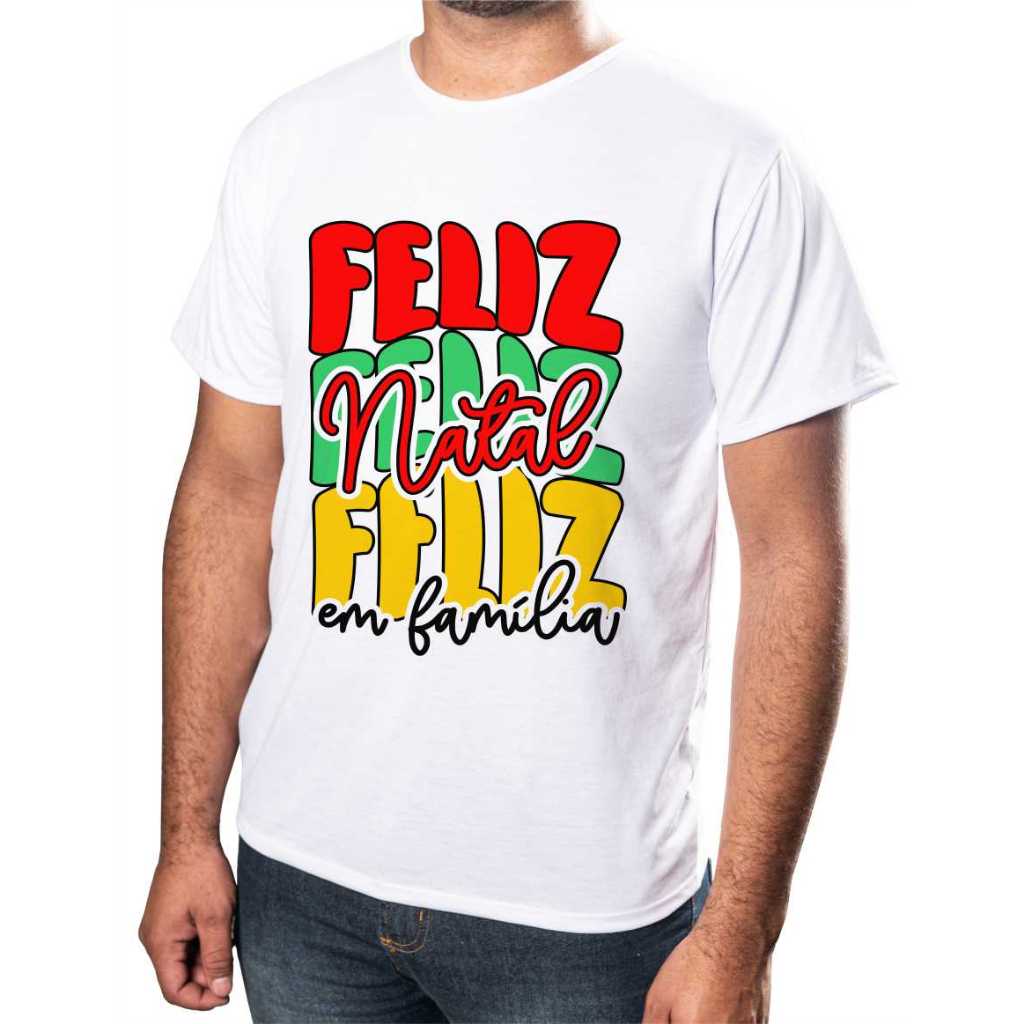 Camisa Personalizada Natal Estampada Ótimo Acabamento E Durabilidade Anti-pilling 100% Poliéster Promoção