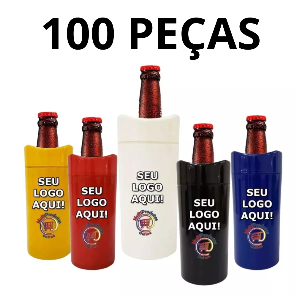 Kit 100 Porta Garrafa 600ml Personalizado | Sua Marca Sua Logo | Camisinha Cerveja Garrafa Térmica para Cerveja