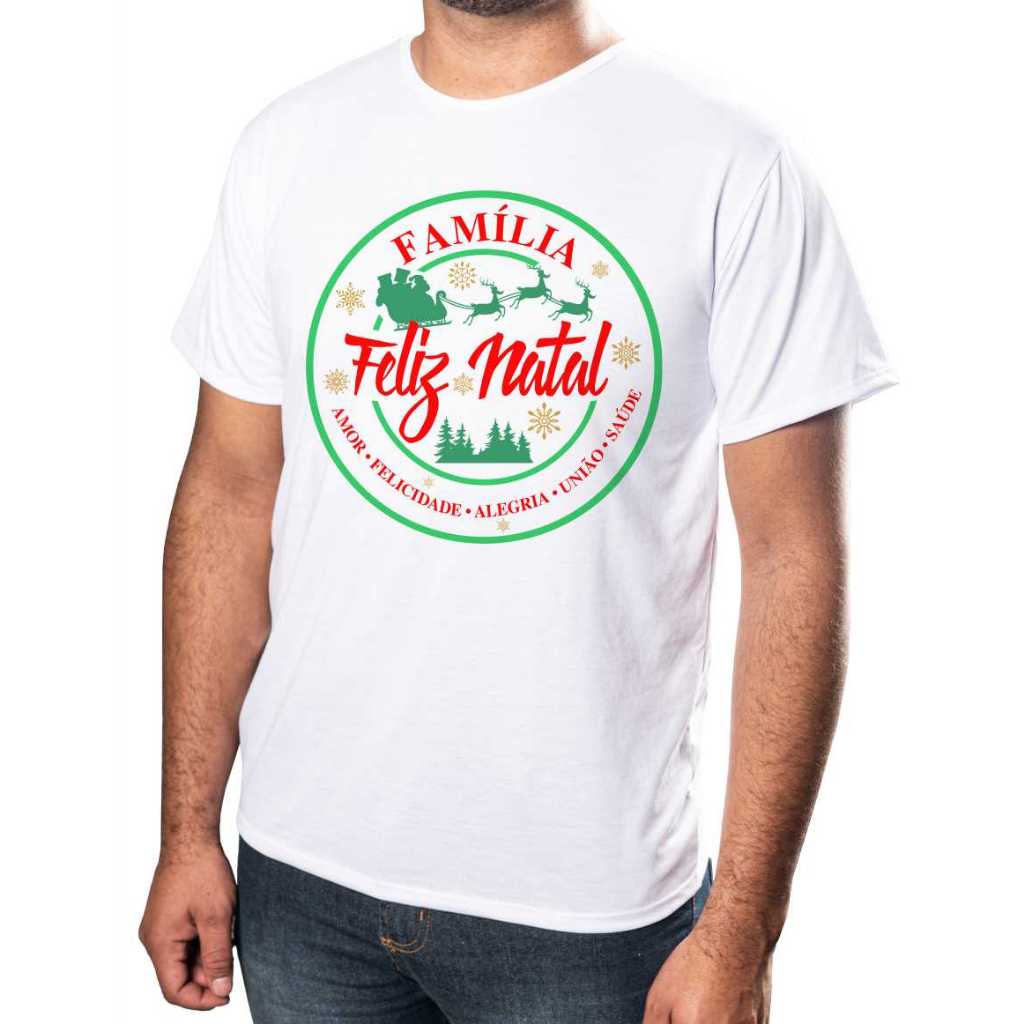 Camisa Personalizada Natal Estampada Ótimo Acabamento E Durabilidade Anti-pilling 100% Poliéster Promoção