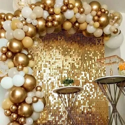 Kit 2 Cortinas Metalizada QUADRADA para Festa 2M x 1M painel decoração fita metalizada - Diversas Cores