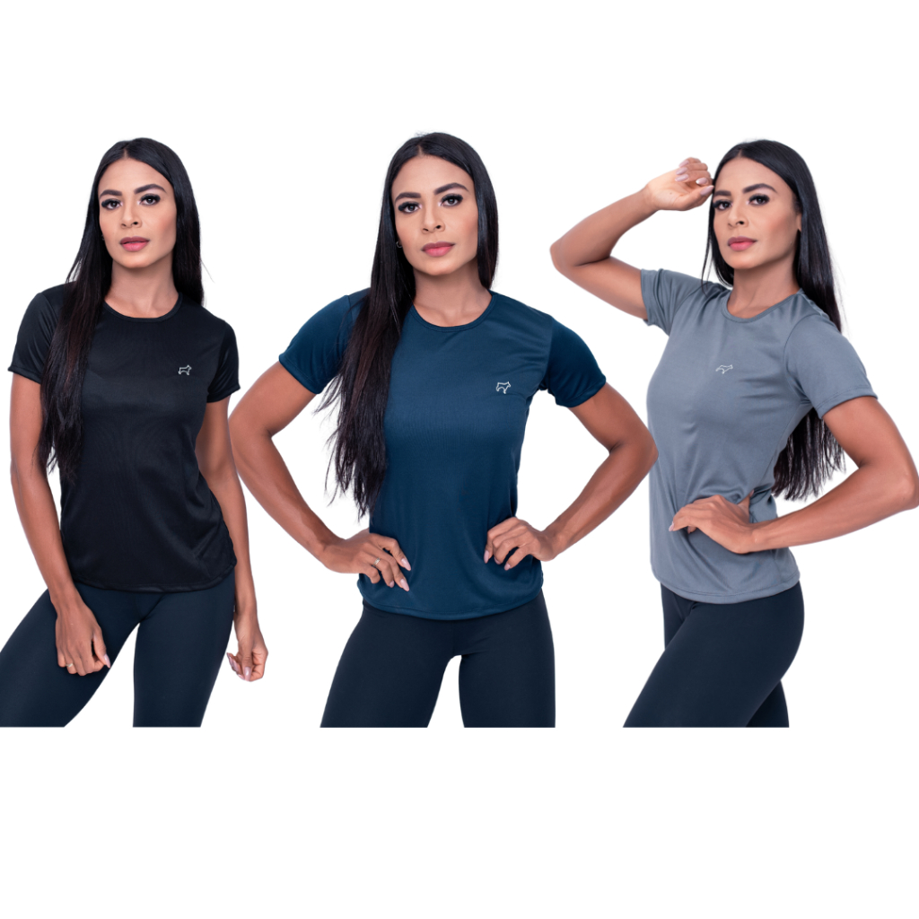 Kit 3 Camiseta Academia Feminina Treino Esportes Parvori em Oferta na Shopee