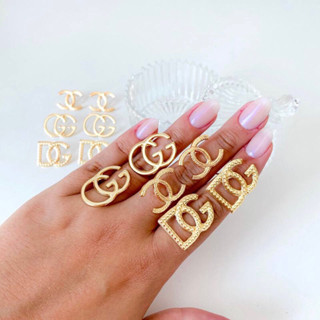 Brinco LV DG GG CC folheado a ouro 18k