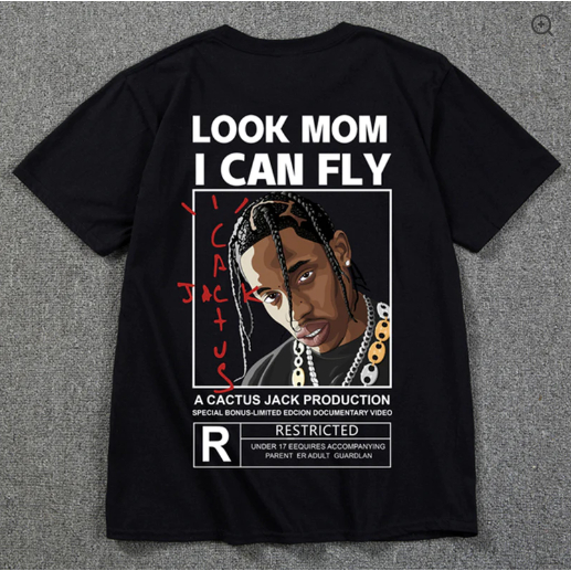 Camisa Travis Scott Look Mom I Can Fly Unissex Camiseta Cantor Rap Rapper Blusa Algodão Blusa Hip Hop