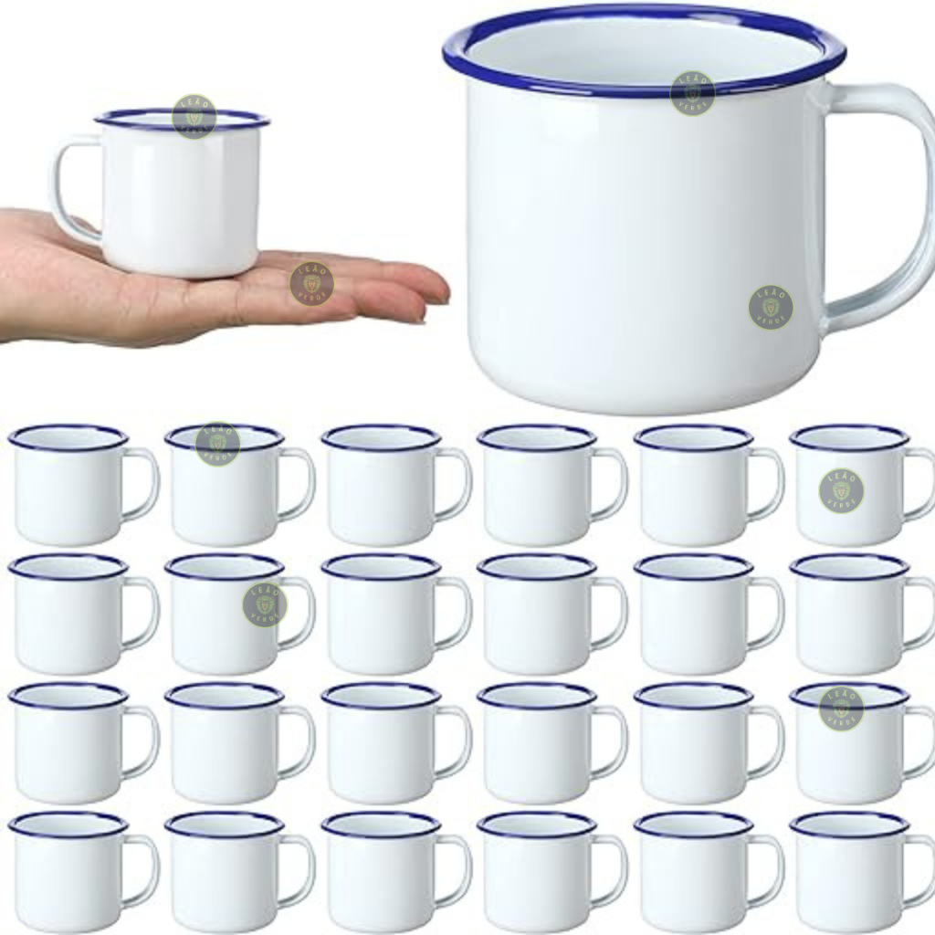 Canecas esmaltadas de café 150ml 24un branca acampamento metal clássicas fogueira alça chá leite em Oferta na Shopee