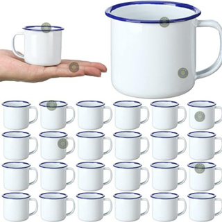 Canecas esmaltadas de café 150ml 24un branca acampamento metal clássicas fogueira alça chá leite em Oferta na Shopee