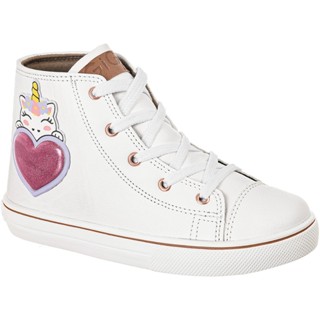 Tenis Infantil GiGiL Teen Feminino Enfeite Unicórnio Brilho Coração Cano Alto Escolar Macio Leve Confortável Cadarço Star Moda Atual