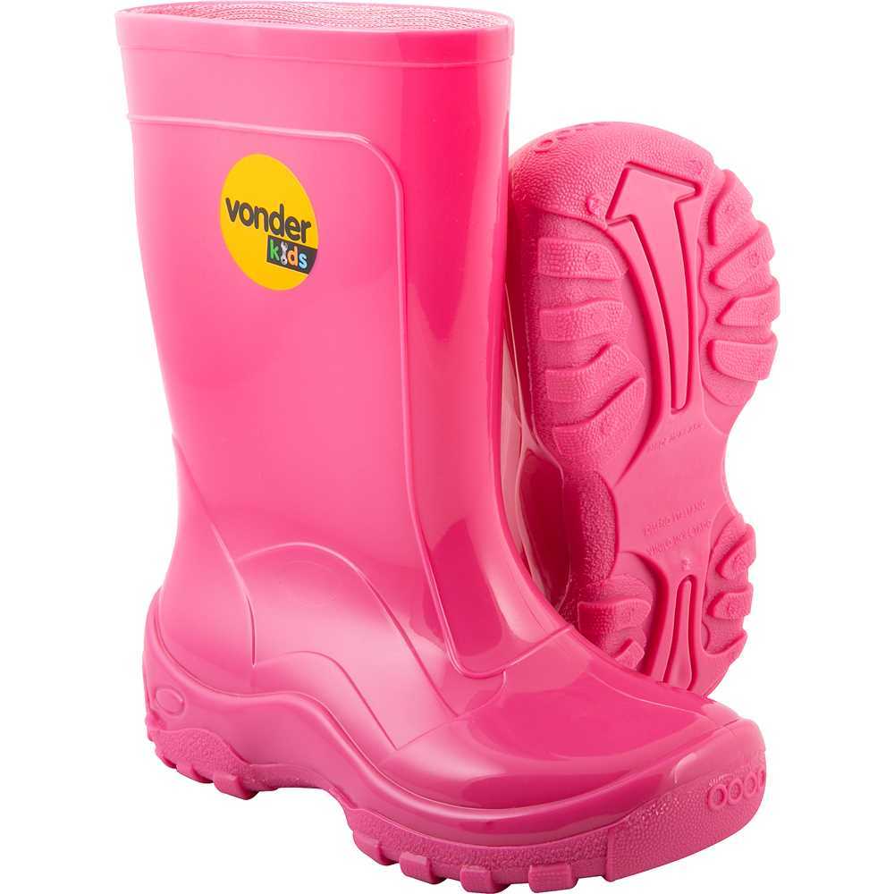 Bota Galocha Infantil de PVC Rosa com Forro - VONDER