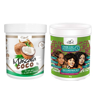 Máscara Mais Coco 1kg + Creme de Pentear Reconstrução 1kg Belkit em Oferta na Shopee